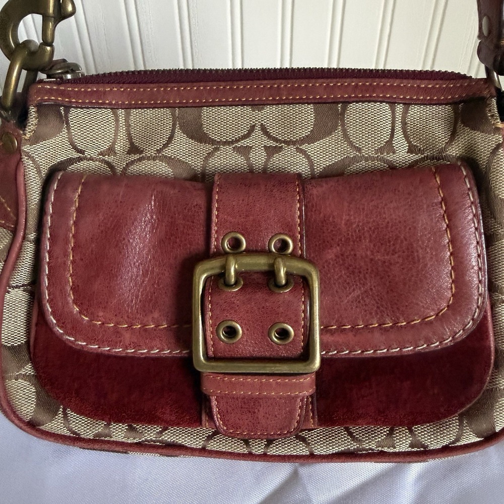 VTG Coach Special Edition 2004 Fall Shoulder Bag Purse Brown and Burgandy Y2K - Picture 2 of 16